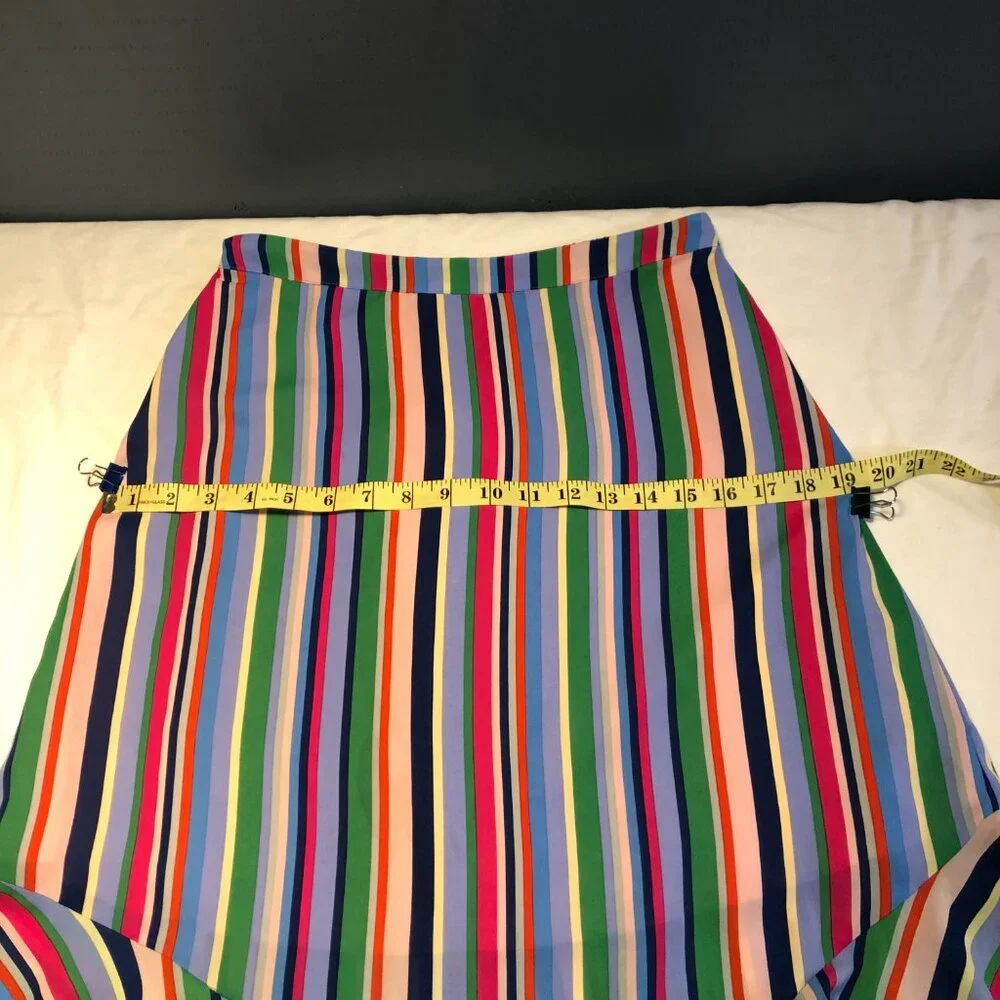 A New Day Midi Multicolor Striped Asymmetrical Hem Skirt Size Small